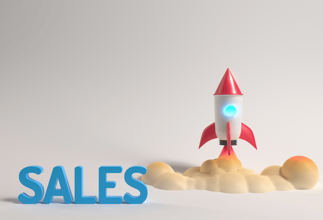 A graphic showing a rocket taking off showing how streamline sales with hubspot automation can boost growth.